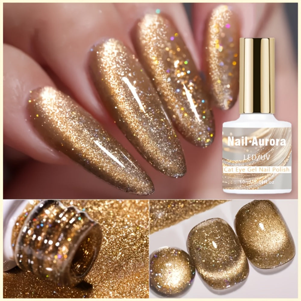 Shooting Cat Eye - Popular Ultra-Bright Cat Eye Nail Gel. Glossy, Stylish Salon-Grade Gel Polish with Vivid Dazzling Cat Eye Effects. Perfect for Nail Art, LED/ Lamp Required