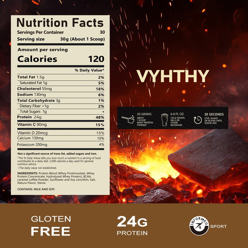 VYHTHY Whey Protein Powder, Premium Milk Protein Powder, Isolated And Hydrolyzed Blend, Suitable for Sports Nutrition And Daily Use, Contains Bcaas, Low in Carbohydrates, Available in Strawberry, Blueberry, Vanilla