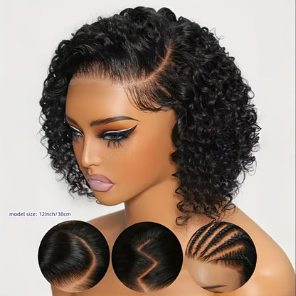Kinky Curly 4x4 HD Lace Front Short Bob Wig Human Hair for Black Women – Glueless Pre-Plucked Baby Hair Elastic Band Natural Look 8-26 Inch