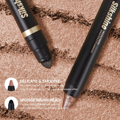 Eyeshadow Stick Set 6pcs Dual-Tipped with Brush Shimmer Glitter Eye Contouring Highlighting Pencil Multicolor Easy Apply Eye Makeup Kit