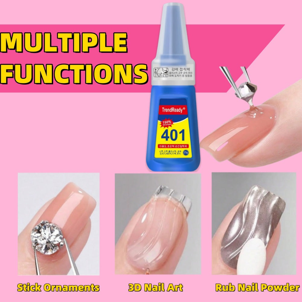 TrendReady 25g Nail Glue - Extreme Hold For Fake Nails & Tips, 30+ Days Wear, Smudge Proof, Salon Quality Kit