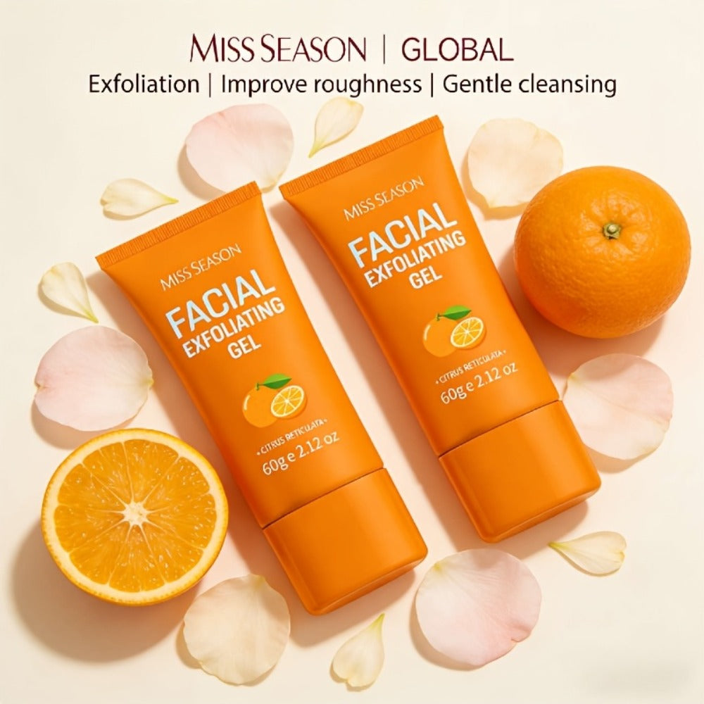 Facial Exfoliating Gel with Orange Enzyme 60g – Gentle Face & Body Scrub, Deep Pore Cleansing, Brightening, Moisturizing, Hypoallergenic for All Skin Types, 2-Pack
