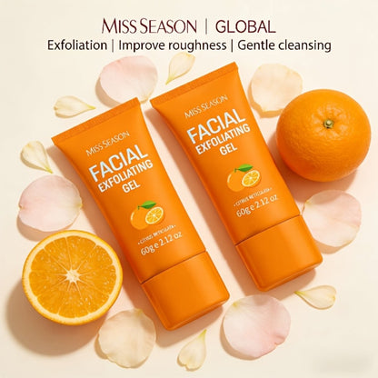 Facial Exfoliating Gel with Orange Enzyme 60g – Gentle Face & Body Scrub, Deep Pore Cleansing, Brightening, Moisturizing, Hypoallergenic for All Skin Types, 2-Pack