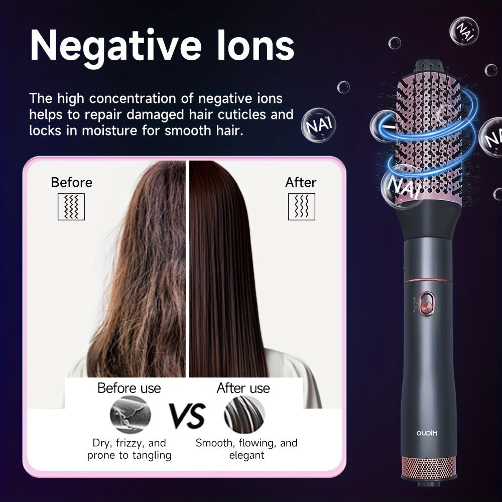 Hot Air Comb For Women, Negative Ion, 5-in-1 Styling Comb Set, Hair Dryer, Massage Straightening Comb, Round Curling Iron And Brush, Oval Styling Comb, Interchangeable Head, Gifts For Mother'S Day, Girl Stuff, Wow Hair Products