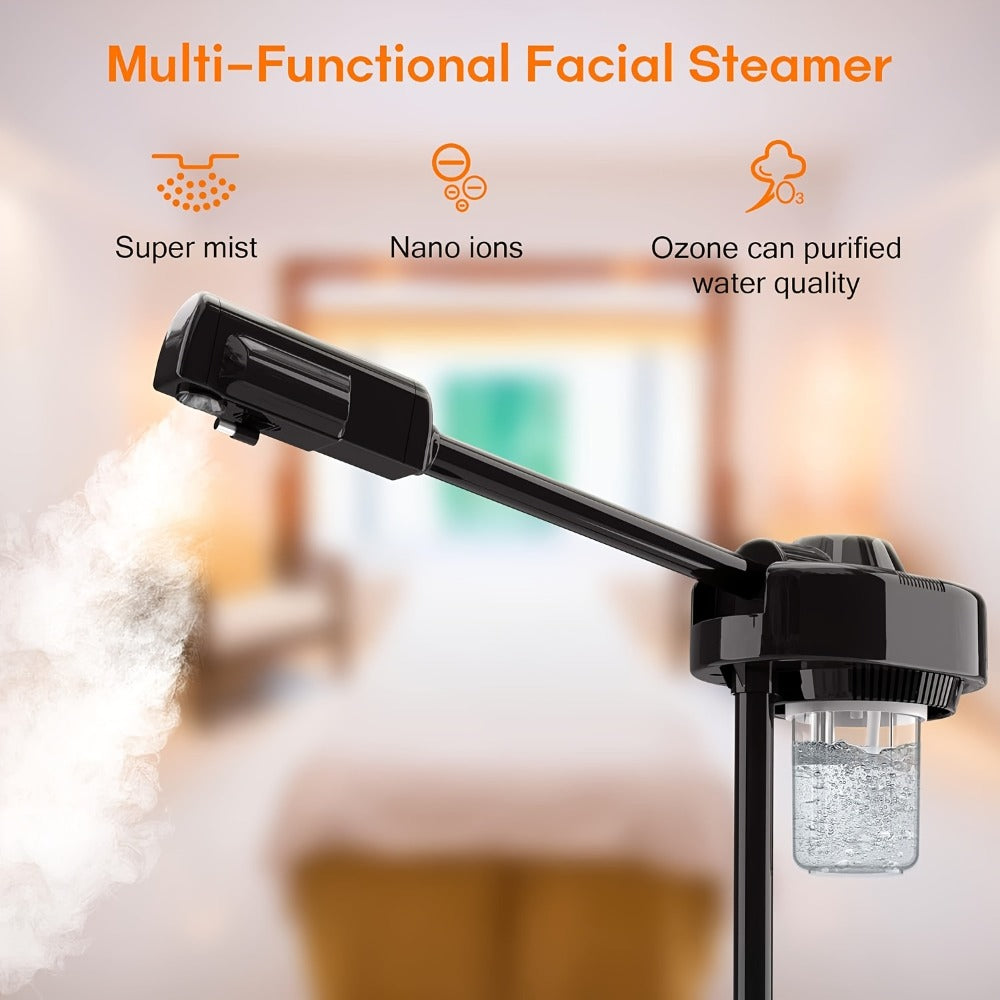 Professional Spa Ozone - Stand - Facial Steamer On Wheels, for Home And Salon Use,, Facial Steamer with Hot Mist Function Stand Facial Steamer for Personal Home Salon Spa Cleaning
