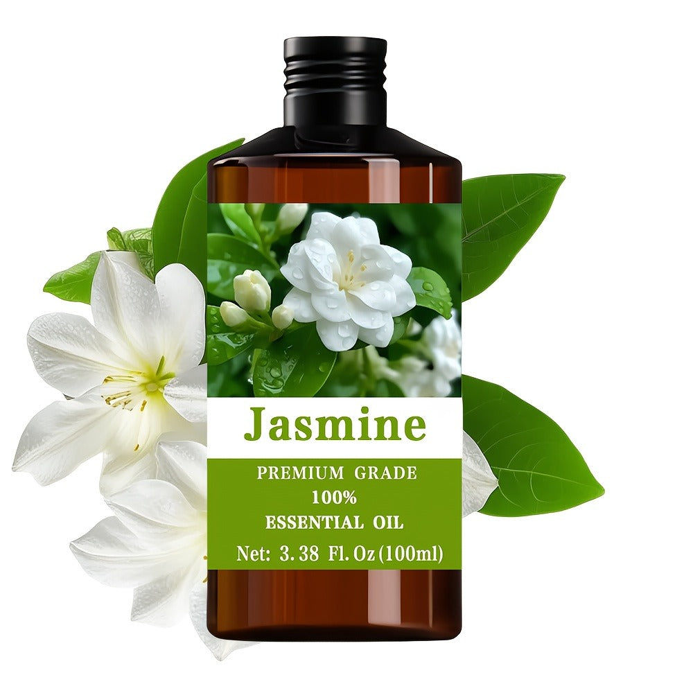 Premium Jasmine Essential Oil, 3.38fl.oz - 100% Pure Care Grade, Moisturizing Oil for Skin, Hair, Nails, All Skin Types Gift, Perfect Christmas Gift