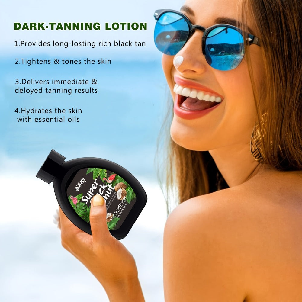 Super Black Coconut 6.76Oz Tanning Cream - Unisex Adult, Medium Skin Tone, Daily Skin Care, All Skin Types, Alcohol-Free, Bpa-Free, Natural Glow, Easy to Apply, Sunless Bronzing Lotion, Natural-Looking Tan