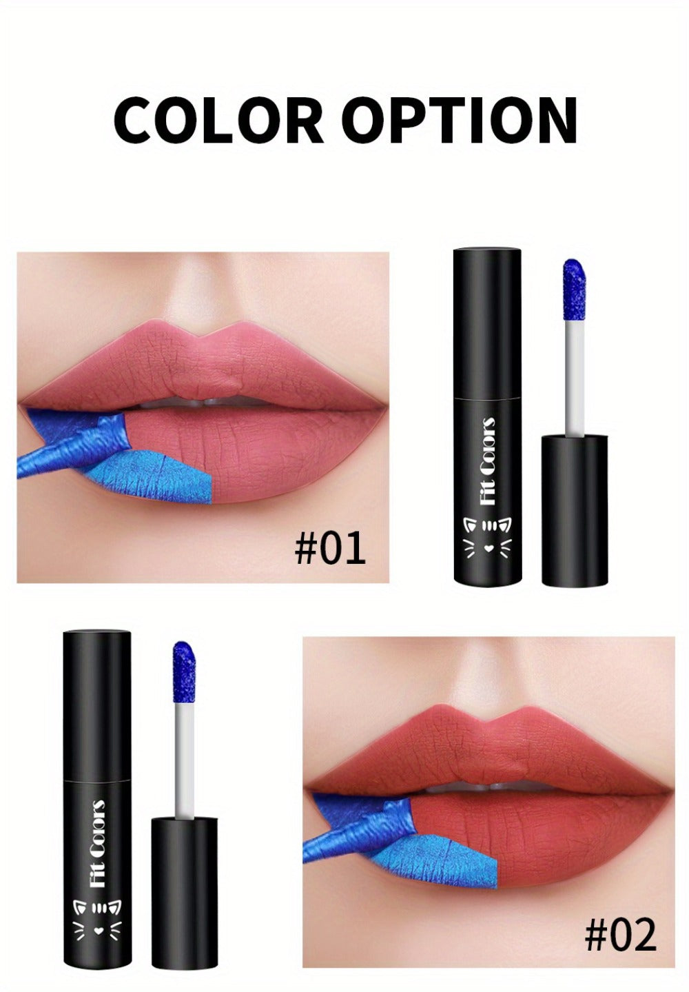 Matte Lip Gloss Set 3pcs Waterproof Long-Lasting Smudge-Proof Liquid Lipstick - Electric Blue Cobalt Shades Vegan Formula All Skin Tones Bold Lip Makeup Women