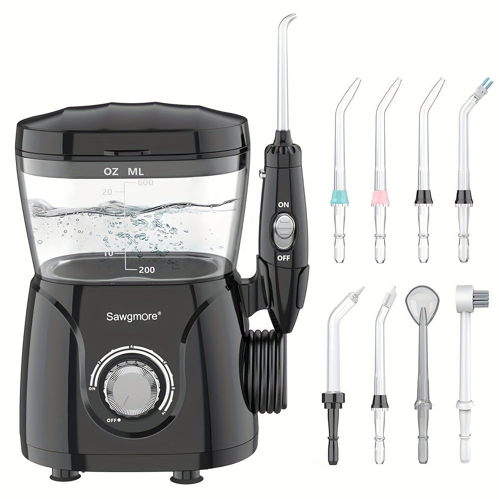 FC166 Father'S Day Gift, Water Flosser for Teeth/Braces, 20.29 oz Large Capacity, 10 Adjustable Pressures, 8 Home Nozzles Professional Oral Irrigator for Teeth Clean, IPX4, Electric Household Desktop Water Flosser&Electric Toothbrush, Holiday Gifts