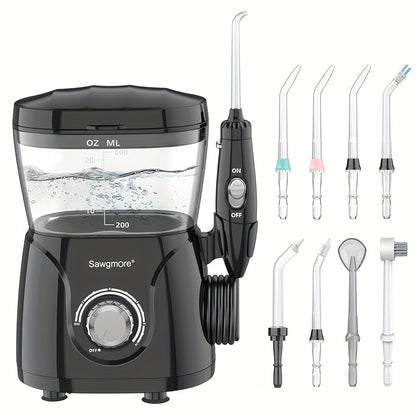 Water Flosser for Teeth & Braces 600ml Large Tank 10 Adjustable Pressure Levels 8 Nozzles IPX4 Waterproof Professional Oral Irrigator Desktop Electric Dental Flosser for Adults Family Use