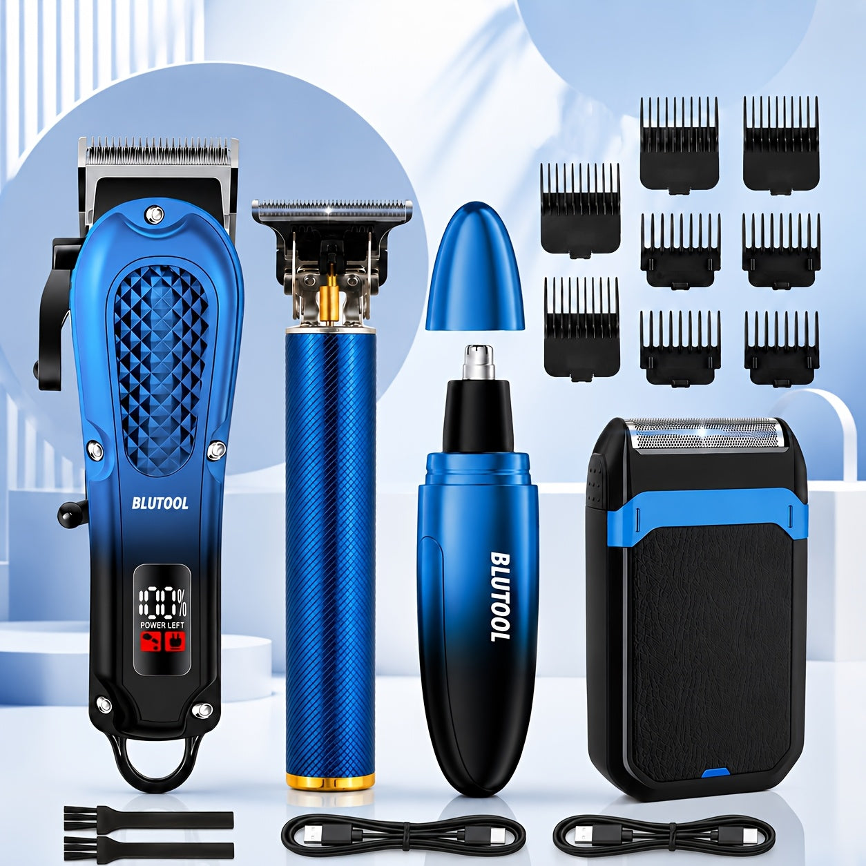 Rechargeable Electric Grooming Kit with LCD Display - Cordless Hair Clipper & Trimmer Set for Home, Travel & Car Use, Gift for Men, Husbands & Boyfriends