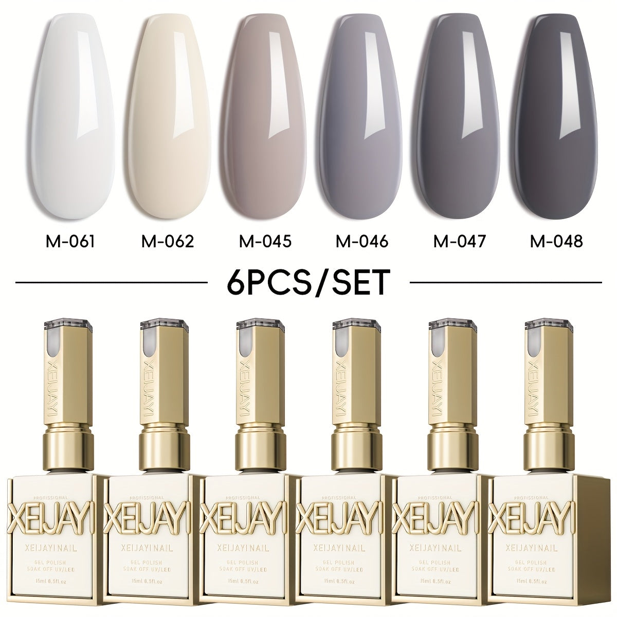 Gel Nail Polish Set 6 Colors Holographic Rainbow - 0.51oz Semi-Permanent Soak-Off LED Gel, Candy Macaroon Colors for Spring Nail Art, Frame Bottle Salon Quality Long-Lasting Nail Color Kit
