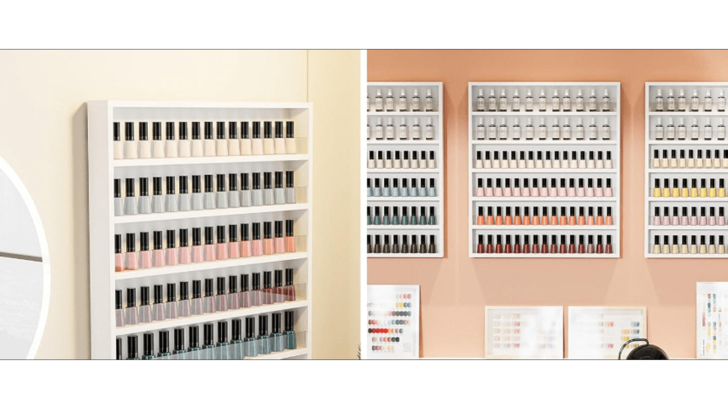 Nail Polish Rack Wall Mount Organizer 6-Tier 10-Tier Acrylic Baffle Salon Display Shelf for Home Spa Nail Studio Black White Pink