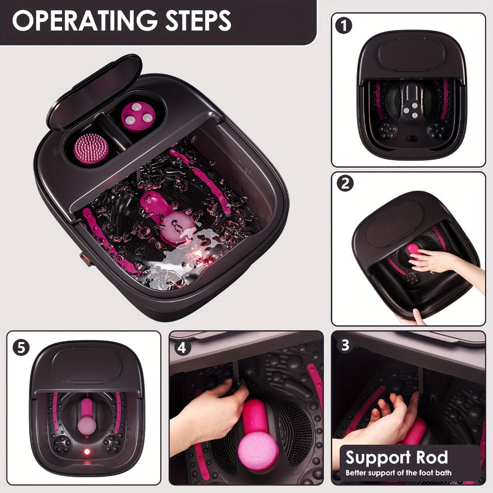 Remote Temperature Control Collapsible Foot Spa. Foot Bath with Heat, Bubble And Massager, Foot Spa Tub with 3 Pedicure Attachments, Foot Soak Tub with Handle. Best Gift for Women Or Mon. Best Mothers Day Gifts