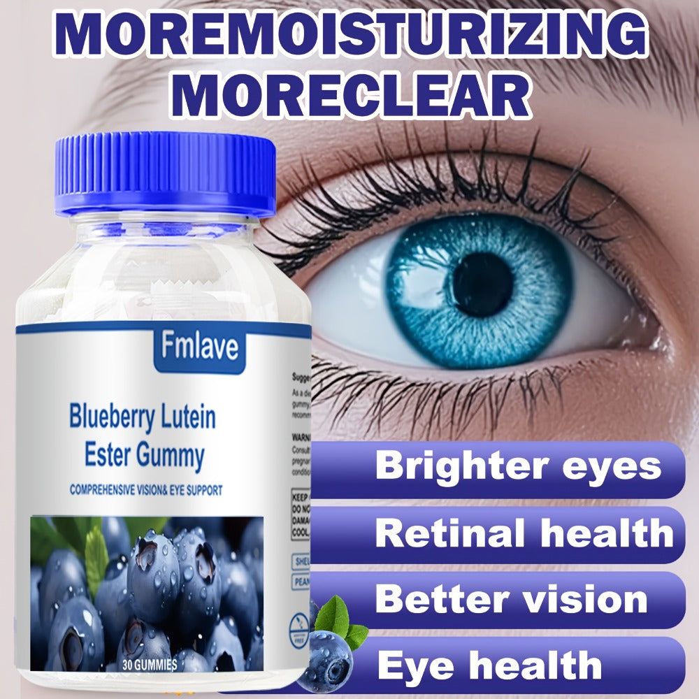 [Eye Health Gummies] Lutein 30 Day Supply-Blueberry Lutein Eye Vitamins Gummies, Eye Health Supplement for Kids And Adult, Lutein Gummies for Vision Clarity And Blue Light Support, Individually Packed, 30 Gummies