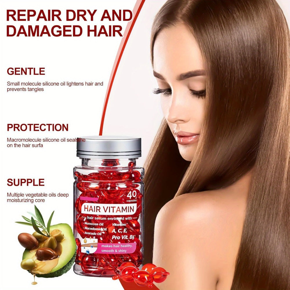 1Set Onion Biotin And Rosemary Shampoo And Conditioner Set And Hair Vitamin Serum Capsule, No Rinse with Moroccan Macadamia Moisturizing Oil Capsules with Avocado Oils
