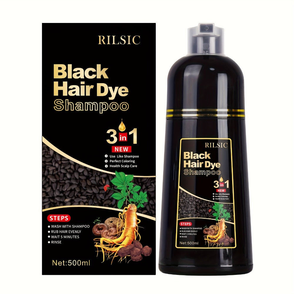 Hair Color Shampoo 3-in-1 Ammonia-Free Gray Coverage Natural Herbal Dye Works in Minutes 30-Day Lasting Color 16.91oz for Men & Women All Hair Types