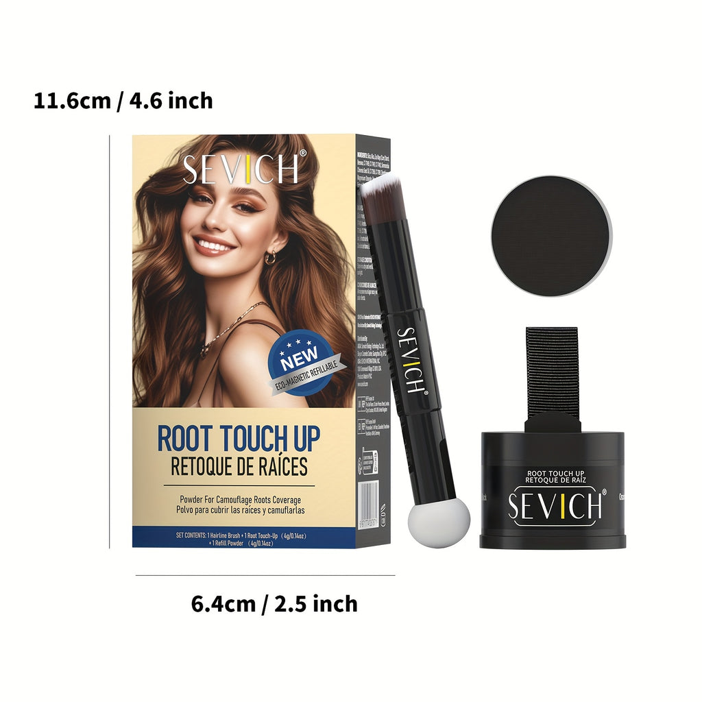 [local Warehouse]sevich Hairline Powder Waterproof Hairline Powder Kit (hair Shadow Powder 4g + 4g Refill+brush) Natural Eyebrow Powder Root Touch-Up, Long Lasting -For Men & Women - Instant Root Concealer For Grey Hair, Natural Finish, Travel Size