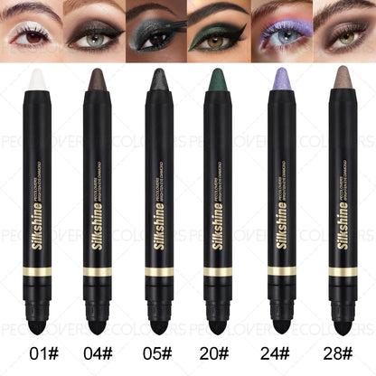 Eyeshadow Stick Set 6pcs Dual-Tipped with Brush Shimmer Glitter Eye Contouring Highlighting Pencil Multicolor Easy Apply Eye Makeup Kit