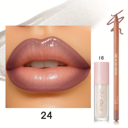 Matte Lip Liner and Glitter Lipstick Set Waterproof Long Lasting Gradient Lip Kit Smooth Blending Bold Color for All Skin Tones Daily Party Makeup
