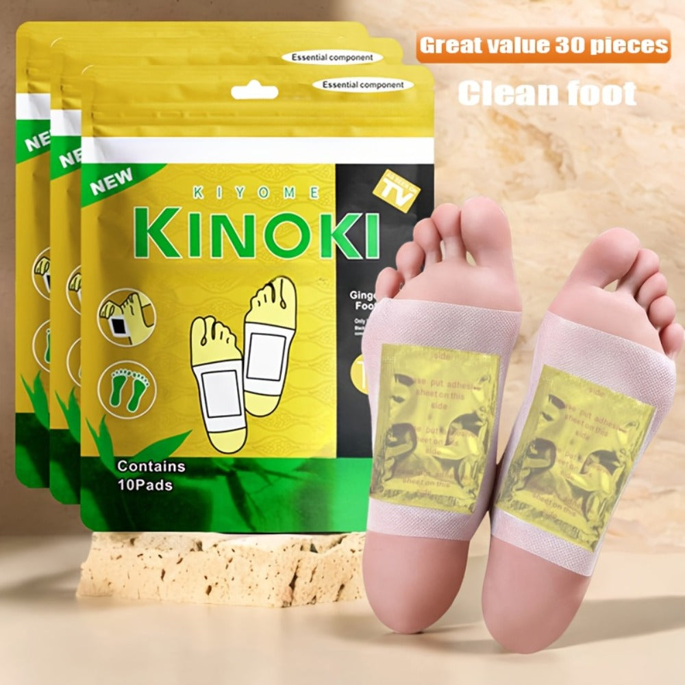 30 Golden Deep Cleaning And Care Foot Pads, Natural Moisturizing Non-alcoholic Foot Pads, Natural Bamboo Vinegar Ginger Powder Plant Ingredients, Foot Massage Pads After Foot Bath - Portable Foot Scrubbing And Care For Home And Office Use