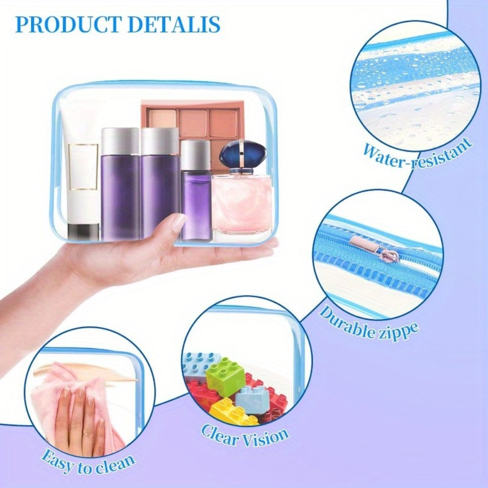 TSA Approved Clear Toiletry Bags Set of 24 Transparent Travel Makeup Organizer Pouches Medium Size Airport Security Quart Bag White Rose Red