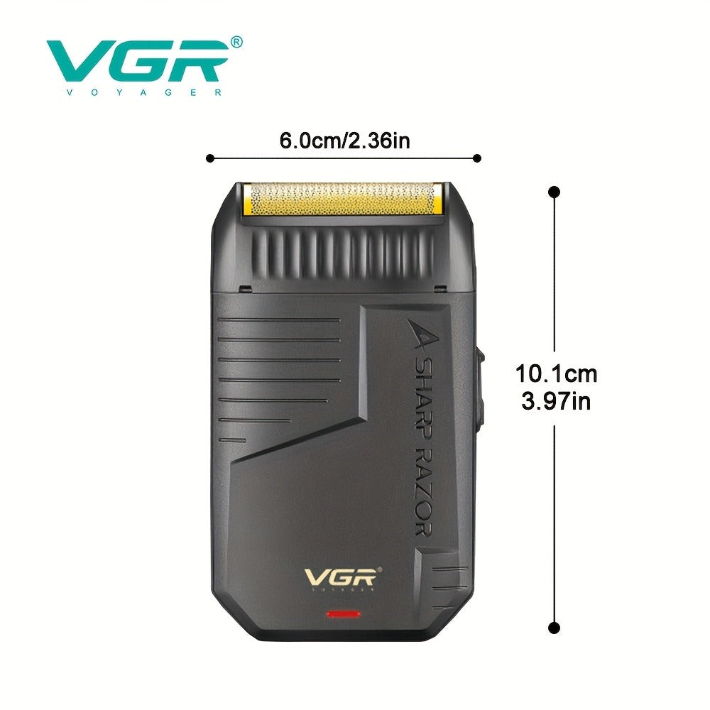 Electric Razor for Men VGR USB Rechargeable Cordless Foil Shaver Professional Beard Sideburn Trimmer Travel Hair Trimmer Minimalist Black Gift for Him