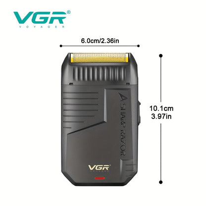 Electric Foil Shaver for Men USB Rechargeable Cordless – VGR Professional Beard Sideburn Trimmer Close Shave Travel-Ready Minimalist Black Design, Great Gift for Him Models V-363 V-375