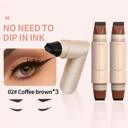Eyeliner Stamp Pen 3PCS Double-Headed Rotating Waterproof - Quick-Dry Smudge-Proof 24H Wear Winged Liner Stamp for Perfect Cat Eye, Black & Brown, Beginner-Friendly Eye Makeup