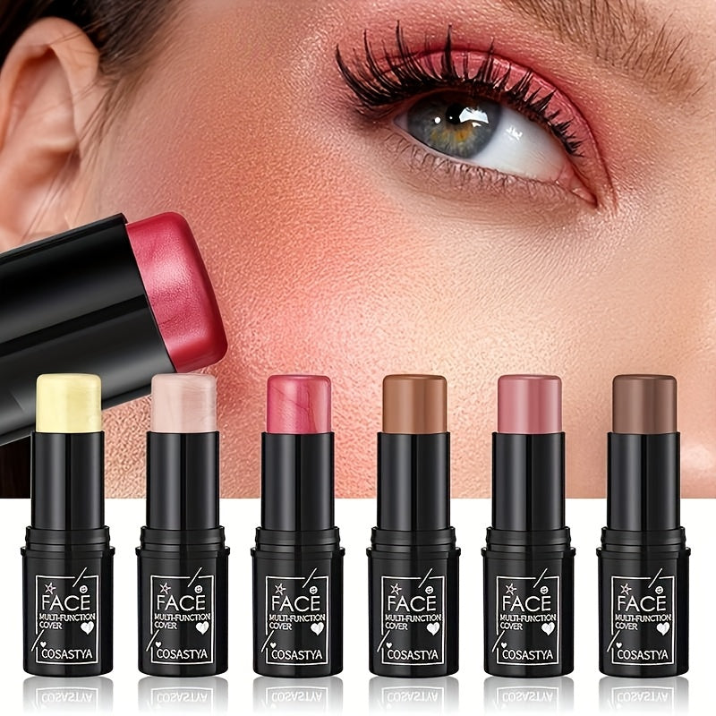 6pcs, 3 In 1 Multi-color Multifunctional Waterproof Makeup Sticks, Natural Face Multifunctional: Blush, Eyeshadow, Touch-ups, Lasting All Day, Moisturizing And Glossy, Pink And Brown Shimmering, A Must-have Gift!