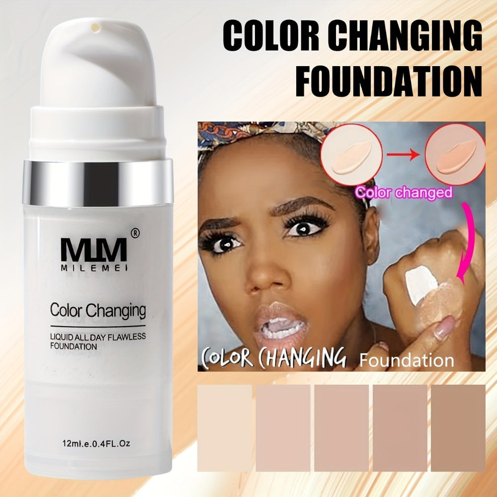 Color Changing Foundation BB Cream Set 3pcs Matte Oil Control Concealer Base Long Lasting Smudge Proof - Light Beige to Medium Shade Travel Size Makeup