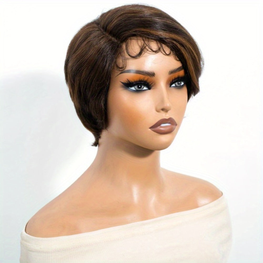 Body Wave Bob Wig Human Hair 4x1 Lace Frontal Glueless Pre Cut 6 Inch Highlight Brown Lace Front Wig for Women Beginner Friendly