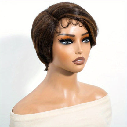 Body Wave Bob Wig Human Hair 4x1 Lace Frontal Glueless Pre Cut 6 Inch Highlight Brown Lace Front Wig for Women Beginner Friendly