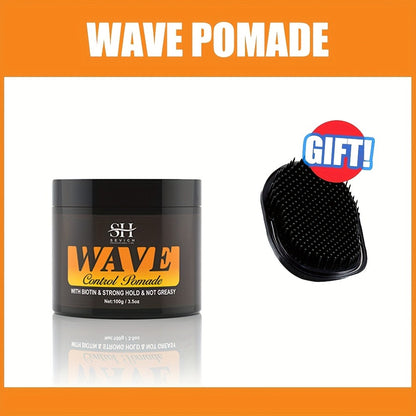 360 Wave Pomade Strong Hold Hair Styling with Jojoba Oil — Frizz Control Moisturizing Formula for Dreads Locks Twists Coily Curly Wavy Hair Men Grooming Daily Hair Care Set