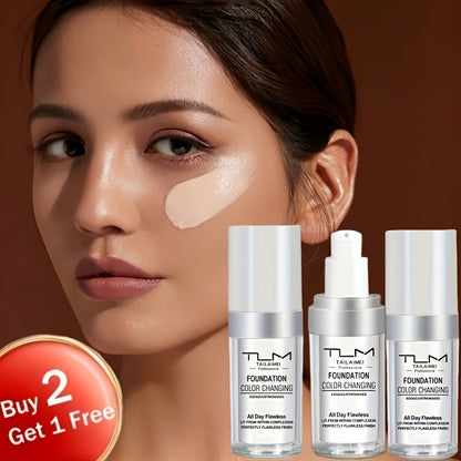 TLM Color-Shifting Foundation BB Cream – Temperature-Adaptive Base Makeup, Smooth Flawless Coverage, Lightweight & Buildable, 3-Pack Value Set