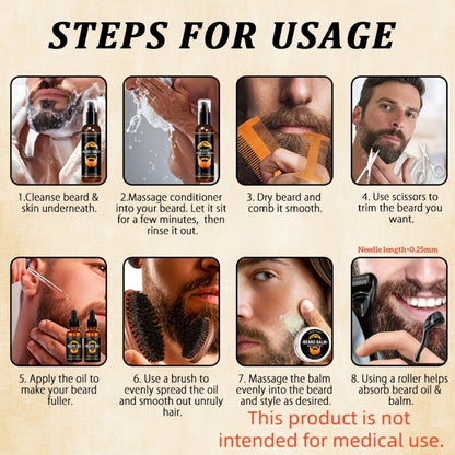 Beard Care Kit for Men Complete Grooming Set Beard Oil Balm Conditioner Wash Brush Comb Clippers Travel Pouch Birthday Father's Day Gift Beard Pen Set
