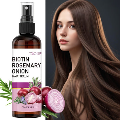Hair Growth Essence Spray with Biotin & Rosemary — Strengthening Treatment for Damaged & Fragile Hair, Onion Extract, Reduces Breakage & Frizz, Enhances Shine & Scalp Health, All Hair Types, 100ml