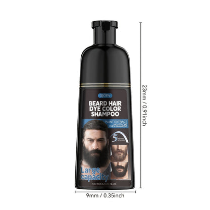 Black Beard Dye for Men 3-in-1 Hair & Beard Color - Fast Blackening in 10-15 Minutes, Nourishing & Skin-Safe Formula, Natural Look, Extra Large 500ml