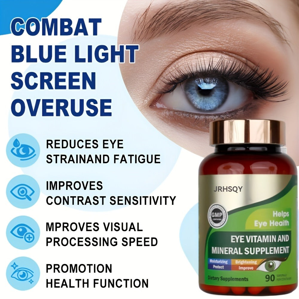 Eye Vitamins Supplement with Lutein Zeaxanthin Zinc Vitamin C & E – Supports Vision, Macular Health & Eye Health | Advanced Mineral Formula 90 Count (3 Bottles)