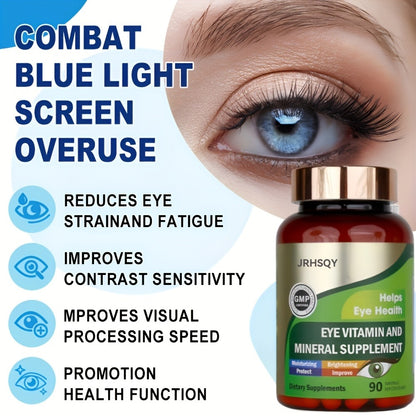 Eye Vitamins Supplement with Lutein Zeaxanthin Zinc Vitamin C & E – Supports Vision, Macular Health & Eye Health | Advanced Mineral Formula 90 Count (3 Bottles)