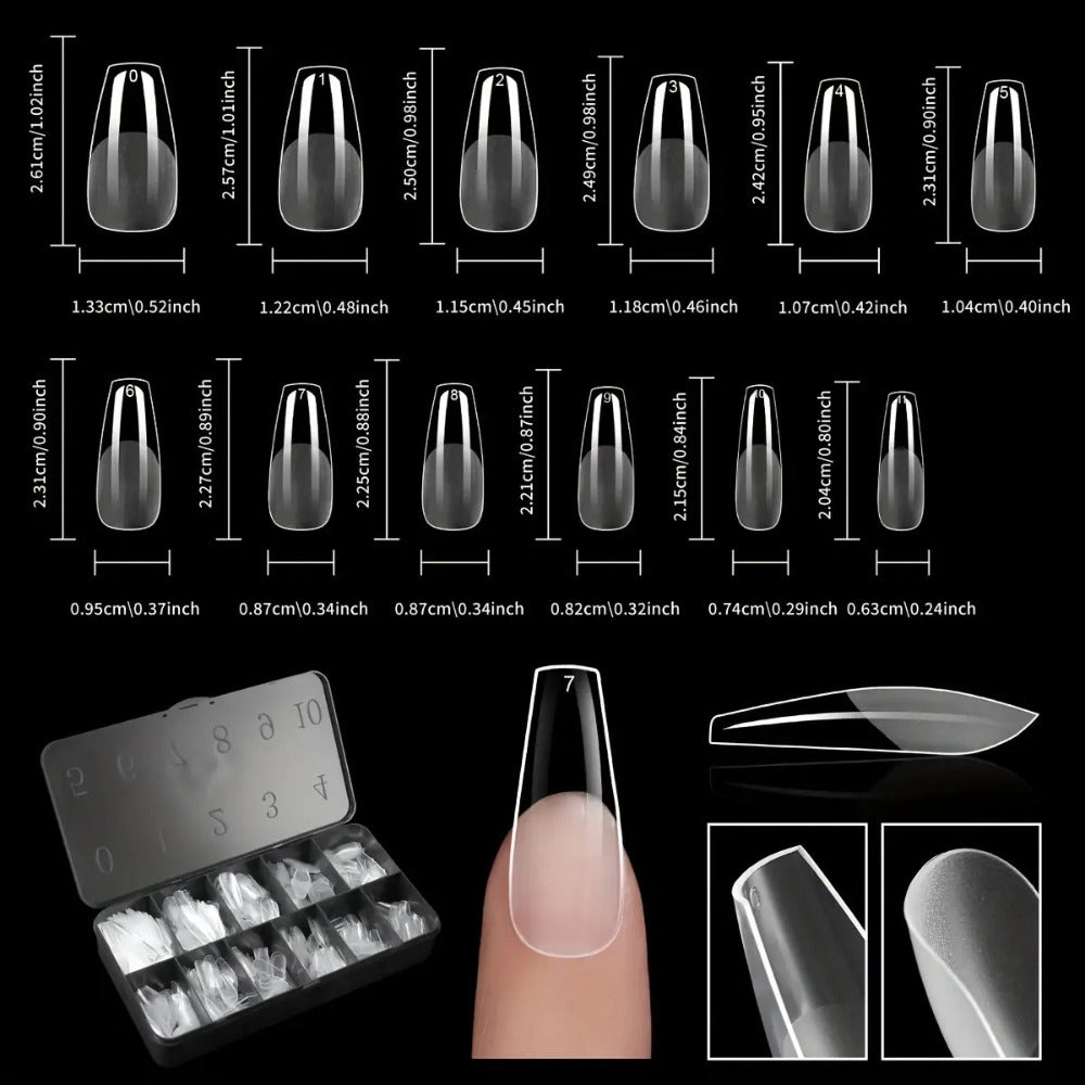 Soft Gel Nail Tips 600 Pieces - Clear Crystal Full Cover False Nails for Extensions | Almond Oval Square Coffin Stiletto Short Medium Long, Semi-Gloss Transparent Nail Tips for Nail Art Salon & DIY
