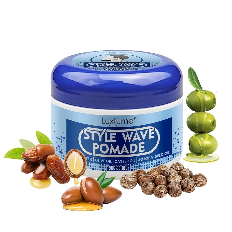 Men'S Natural Wave Pomade - Strong Hold, Non-Greasy Formula For 360 Waves, Layered Waves, And Silky Shine, Hair Styling Cream
