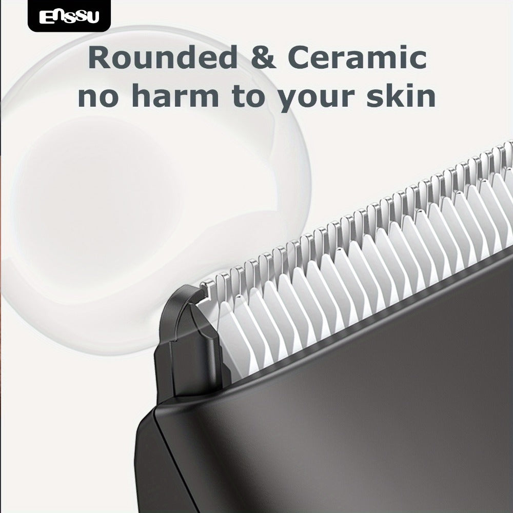 Body Hair Trimmer IPX7 Waterproof Electric Groomer for Men Replaceable Ceramic Blade LCD Display Full Body Bikini Private Parts Trimmer Shaver Gift