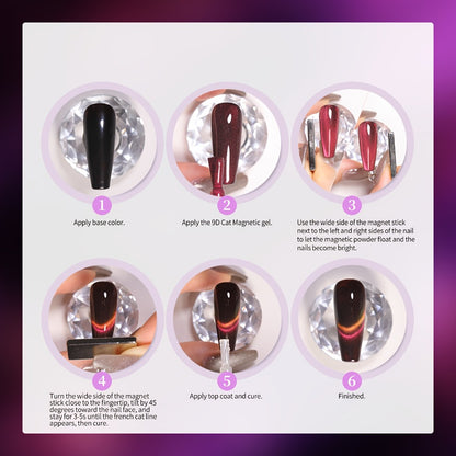 Cat Eye Gel Nail Polish Magnetic Aurora Glitter 8pcs Black Crystal Semi-Permanent Nail Art Gel No Base Color Required 0.24oz Each
