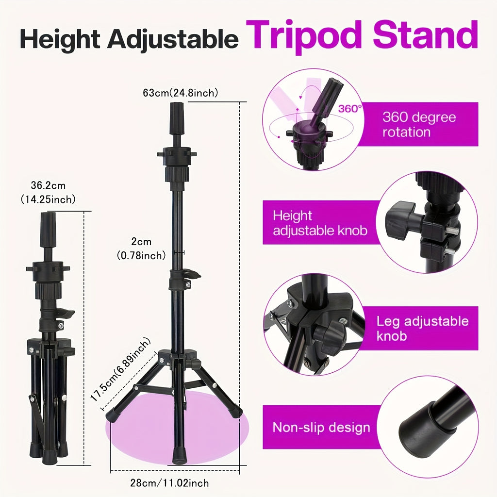 Adjustable Wig Stand 22 Inch Adjustable Reinforced Wig Stand with Mannequin Head | for Wigs, Cosmetology, Manikin Head Set