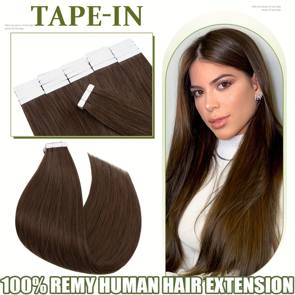 10pcs (10pcs Each) Brazilian Remy Human Hair Tape-In Extensions - Natural Straight Hair 12" 14" 16" 18" 20" 22" 24" Lengths, Invisible Tape-In Weft, 100% for Men &, Blonde/Brown/Blonde Ombre Highlights (Seamless Blending