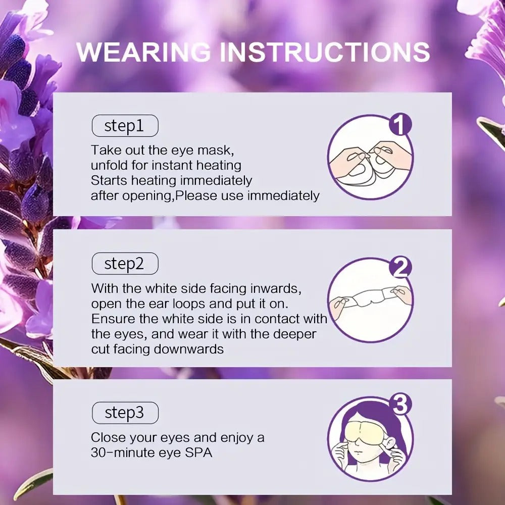 30pcs/60pcs Lavender Steam Eye Mask- Self- Warm Compress for Travel& Nap, Moisturizing& Hypoallergenic, Alcohol-Free, Perfect for All Skin Types, Spa| Calming Eye Mask| Aroma, Spa
