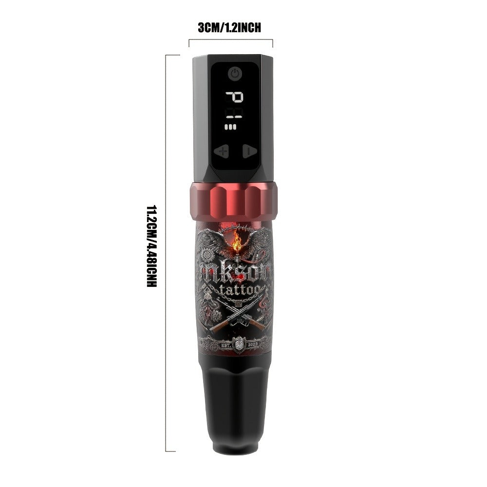 INKSOUL Wireless Tattoo Machine Kit, Includes A 1500mAh Power Supply, 10 Tattoo Needles, 7 Bottles Of Tattoo Ink, As Well As Mixing Cups, Transfer Paper, And Other Tattoo Supplies. A Tattoo Kit Suitable for Beginners And Tattoo Masters.