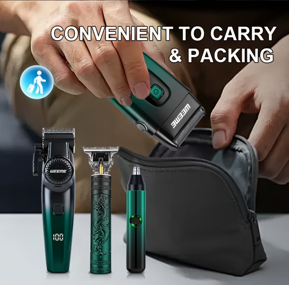 [Ideal Gift] 1/2/4Pcs Advanced Gradient Green Design Electric Grooming Kit: A Hair Clipper, Electric Shaver, Beard Trimmer, And Ear And Nose Hair Trimmer, Ideal Gift For Your Husband, Boyfriend, Father Day Gift. Just This One Set Is Enough To Get Handsome