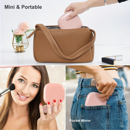 Makeup Mirror with LED Lights Two-Sided Magnifying Mirror - Foldable Portable Vanity Mirror, 3 Brightness Levels, USB Charging, Animal Theme Polished Frame, Travel Makeup Mirror for Women Girls